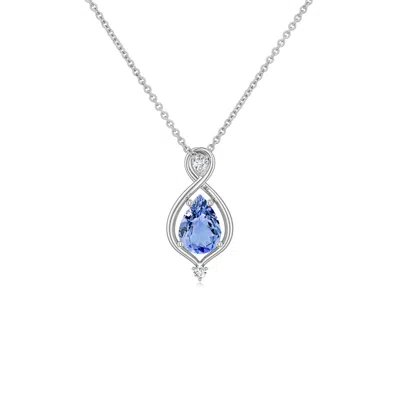 Angara 0.38 Ctw Pear Tanzanite Infinity Twist Pendant In Platinum/light Violet Blue