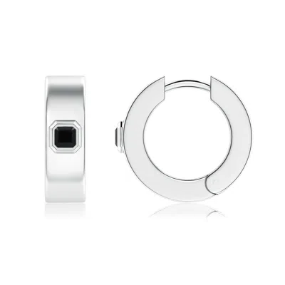 Angara 0.4 Ctw Asscher-cut Enhanced Black Diamond Men's Octagon Huggie Hoop Earrings In Multi