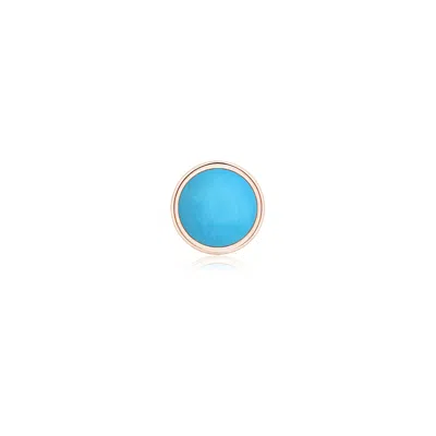 Angara 0.4 Ctw Bezel Set Turquoise Solitaire Stud Earring In Rose Gold/sky Blue