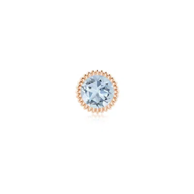 Angara 0.4 Ctw Bezel-set Solitaire Round Aquamarine Beaded Halo Stud In Rose Gold/light Sky Blue