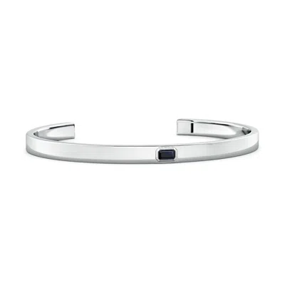 Angara 0.4 Ctw East-west Emerald-cut Blue Sapphire Men's Cuff Bracelet In Metallic