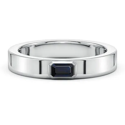 Angara 0.4 Ctw East-west Emerald-cut Blue Sapphire Men's Ring In Metallic