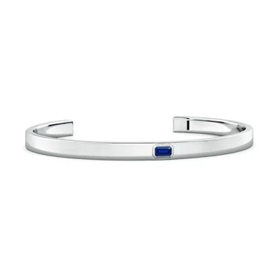 Angara 0.4 Ctw East-west Emerald-cut Lab-grown Blue Sapphire Men's Cuff Bracelet In Metallic