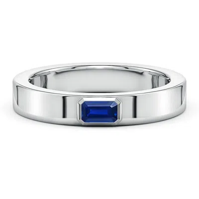 Angara 0.4 Ctw East-west Emerald-cut Lab-grown Blue Sapphire Men's Ring In Metallic