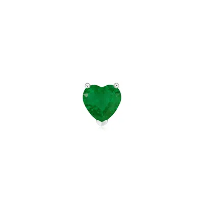 Angara 0.4 Ctw Emerald Solitaire Heart Stud Earring In Platinum/medium Green