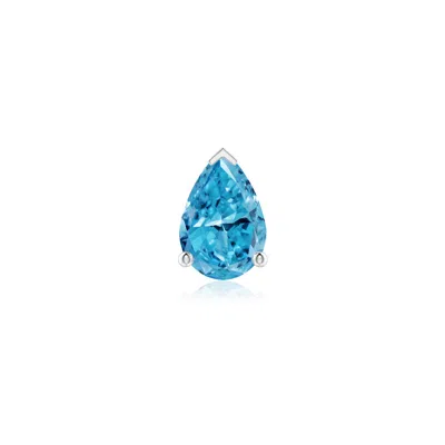 Angara 0.4 Ctw Pear-shaped Fancy Intense Blue Diamond Solitaire Stud Earring In Platinum/fancy Intense