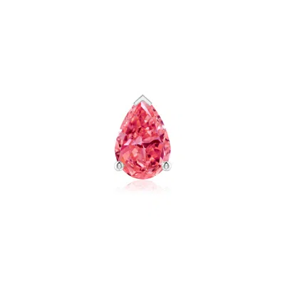 Angara 0.4 Ctw Pear-shaped Fancy Intense Pink Diamond Solitaire Stud Earring In Platinum/fancy Intense