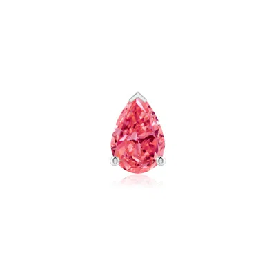 Angara 0.4 Ctw Pear-shaped Lab-grown Fancy Intense Pink Diamond Solitaire Stud Earring In Platinum/fancy Intense