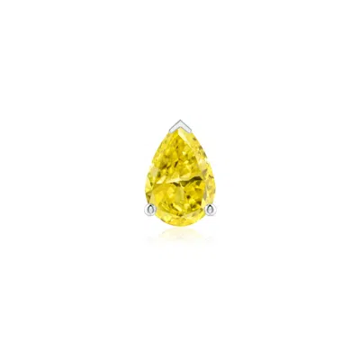 Angara 0.4 Ctw Pear-shaped Lab-grown Fancy Intense Yellow Diamond Solitaire Stud Earring In Platinum/fancy Intense