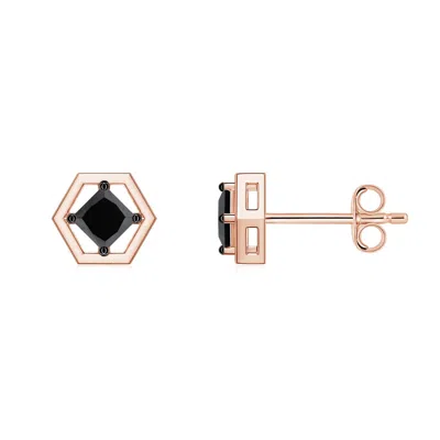 Angara 0.4 Ctw Princess-cut Enhanced Black Diamond Open Frame Men's Stud Earrings In Gold