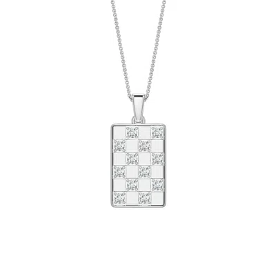 Angara 0.42 Ctw Diamond Checkerboard Inspired Men's Tag Pendant In Metallic