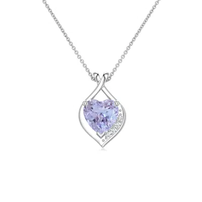 Angara 0.42 Ctw Heart Tanzanite Asymmetrical Infinity Pendant In Platinum/light Violet Blue
