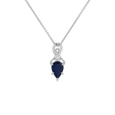 Angara 0.42 Ctw Inverted Pear Blue Sapphire Swirl Pendant With Diamond Accent