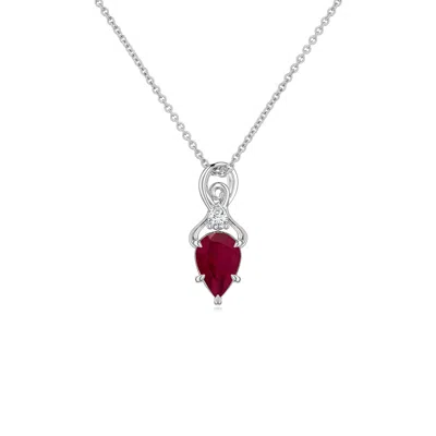 Angara 0.42 Ctw Inverted Pear Ruby Swirl Pendant With Diamond Accent In Red