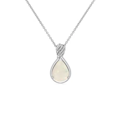 Angara 0.42 Ctw Pear Opal Twisted Frame Infinity Pendant In Metallic