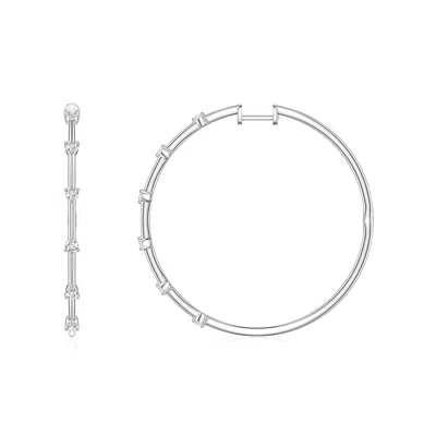 Angara 0.42 Ctw Round Lab-grown Diamond Six-stone Station Hoop Earrings In Silver