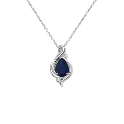 Angara 0.42 Ctw Shell Style Pear Blue Sapphire Infinity Pendant In Metallic