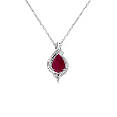 Angara 0.42 Ctw Shell Style Pear Ruby Infinity Pendant In Metallic