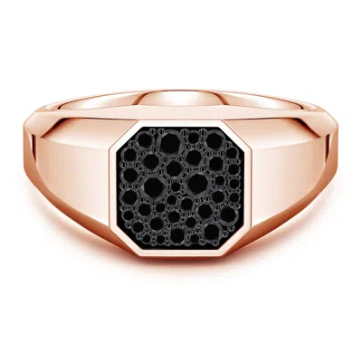 Angara 0.43 Ctw Pavé-set Enhanced Black Diamond Men's Octagon Signet Ring In Gold