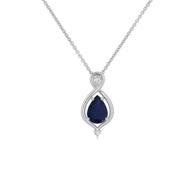Angara 0.43 Ctw Pear Blue Sapphire Infinity Twist Pendant In Metallic
