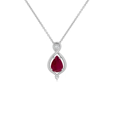 Angara 0.43 Ctw Pear Ruby Infinity Twist Pendant In Metallic