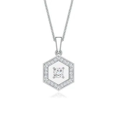 Angara 0.44 Ctw Lab-grown Diamond Hexagon Halo Men's Medallion Pendant In Metallic