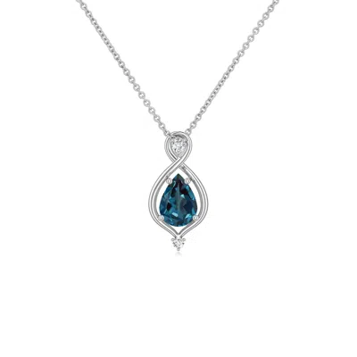 Angara 0.44 Ctw Pear Lab-grown Alexandrite Infinity Twist Pendant In Platinum/bluish Green Changing To Brownish Or Pinkish Purple