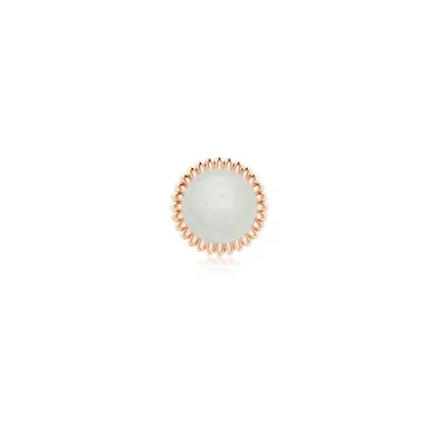 Angara 0.45 Ctw Bezel-set Solitaire Round Moonstone Beaded Halo Stud In Rose Gold/grayish White