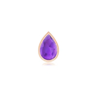 Angara 0.45 Ctw Pear-shaped Amethyst Solitaire Stud Earring In Rose Gold/medium Dark Purple