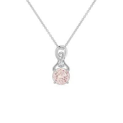 Angara 0.45 Ctw Round Morganite Swirl Pendant With Diamond Accent In Platinum/very Light Peach
