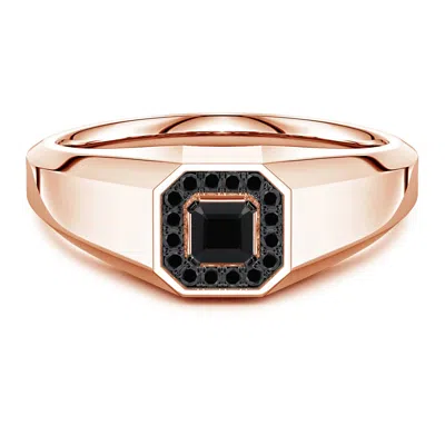 Angara 0.46 Ctw Asscher-cut Enhanced Black Diamond Men's Octagon Signet Ring In Gold