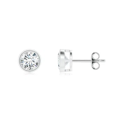 Angara 0.46 Ctw Bezel-set Diamond Men's Solitaire Stud Earrings In Platinum/g