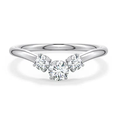 Angara 0.46 Ctw Round Diamond Three-stone Curved Engagement Ring In Metallic