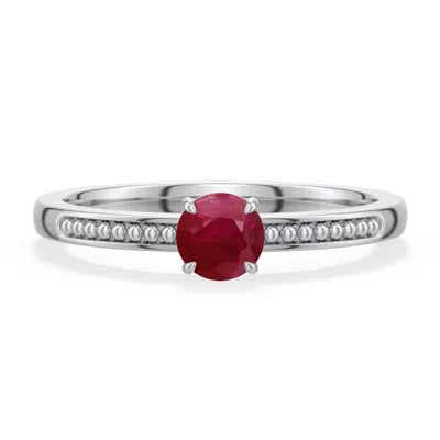 Angara 0.46 Ctw Round Ruby Milgrain Shank Engagement Ring In Platinum/dark Red