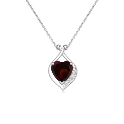 Angara 0.47 Ctw Heart Garnet Asymmetrical Infinity Pendant In Platinum/dark Red