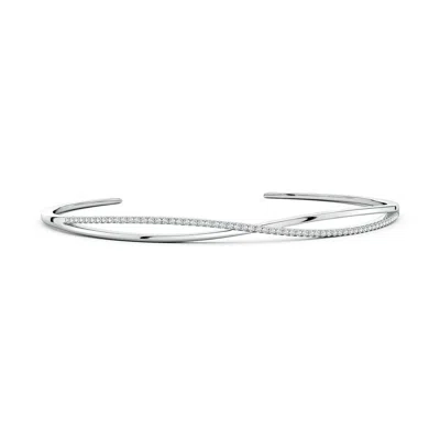 Angara 0.47 Ctw U-pavé Lab-grown Diamond Infinity Flex Cuff Bracelet In Silver