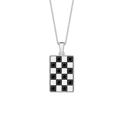 Angara 0.48 Ctw Enhanced Black Diamond Checkerboard Inspired Men's Tag Pendant In Multi
