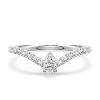 Angara 0.48 Ctw Pear Diamond Curved Engagement Ring With Accents