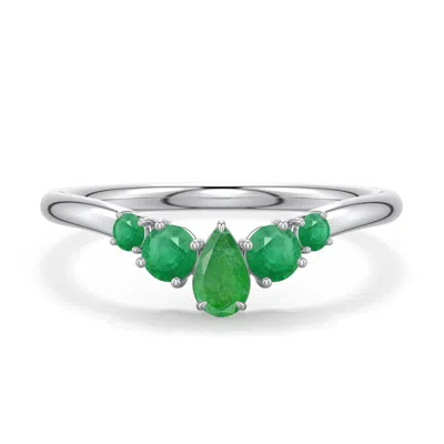 Angara 0.49 Ctw Pear Emerald Graduated Side Stone Engagement Ring In Metallic