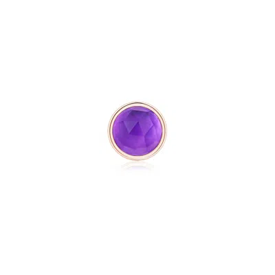 Angara 0.5 Ctw Bezel Set Amethyst Solitaire Stud Earring In Rose Gold/medium Dark Purple