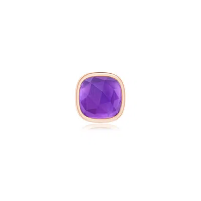 Angara 0.5 Ctw Bezel Set Cushion Amethyst Solitaire Stud Earring In Rose Gold/medium Dark Purple