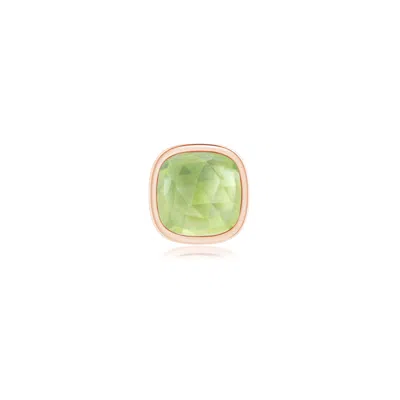 Angara 0.5 Ctw Bezel Set Cushion Peridot Solitaire Stud Earring In Rose Gold/yellowish Green