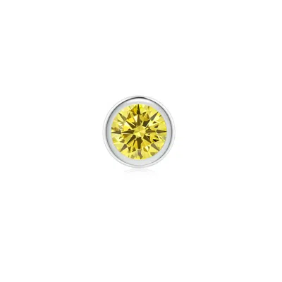 Angara 0.5 Ctw Bezel-set Fancy Intense Yellow Diamond Martini Stud Earring In Platinum/fancy Intense