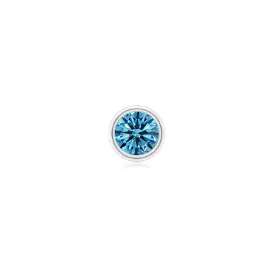 Angara 0.5 Ctw Bezel-set Lab-grown Fancy Intense Blue Diamond Solitaire Stud Earring In Platinum/fancy Intense