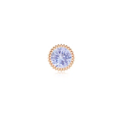 Angara 0.5 Ctw Bezel-set Solitaire Round Tanzanite Beaded Halo Stud In Rose Gold/light Violet Blue