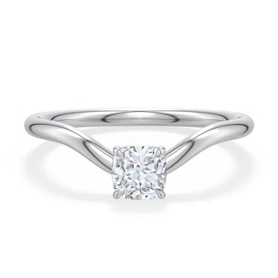 Angara 0.5 Ctw Cushion Diamond Curved Shank Engagement Ring In Platinum/g