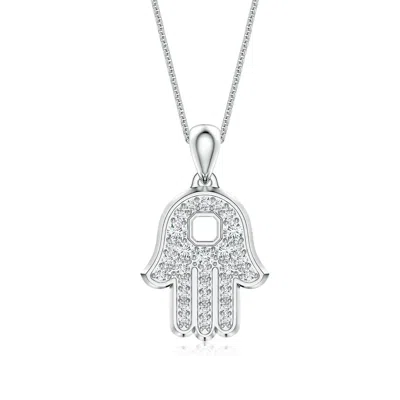 Angara 0.5 Ctw Pavé-set Lab-grown Diamond Men's Hamsa Pendant In Silver