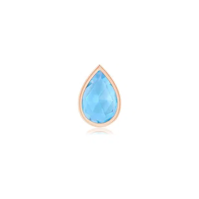 Angara 0.5 Ctw Pear-shaped Swiss Blue Topaz Solitaire Stud Earring In Rose Gold/light Swiss Blue
