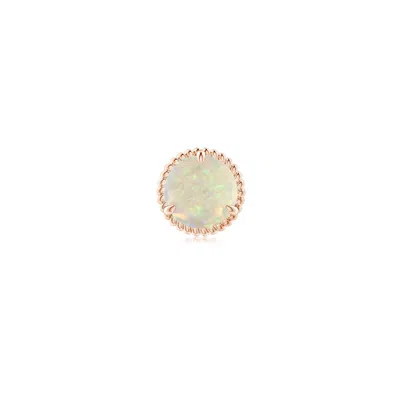 Angara 0.5 Ctw Rope Framed Claw-set Opal Martini Stud Earring In Rose Gold/milky With Medium Play Of Colour