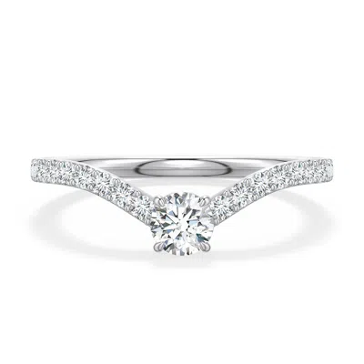 Angara 0.5 Ctw Round Diamond Curved Engagement Ring With Accents In Metallic